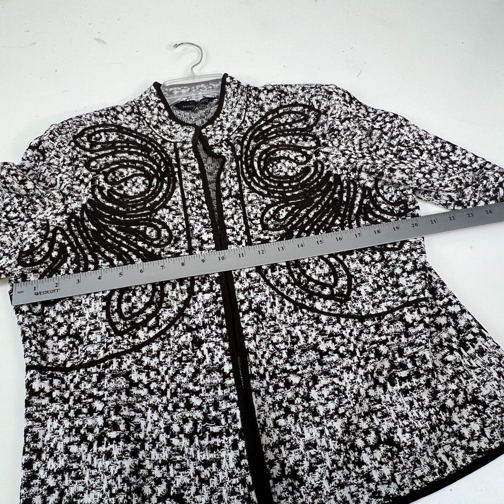 Ming Wang‎ Blazer Womens White Black Mandarin Collar 3/4 Sleeve Knit Jacket PXL - Picture 11 of 12